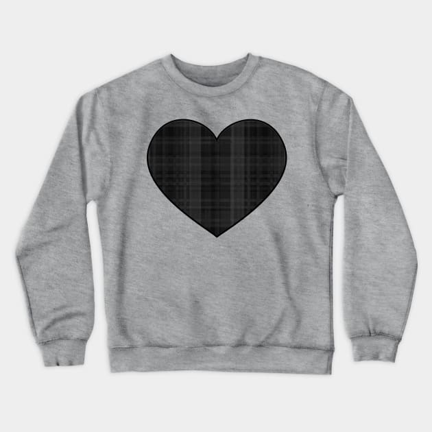 Black Plaid Heart Crewneck Sweatshirt by RoserinArt